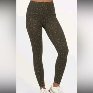 Spanx Look At Me Now Seamless Leggings Olive Green Leopard Womens size M